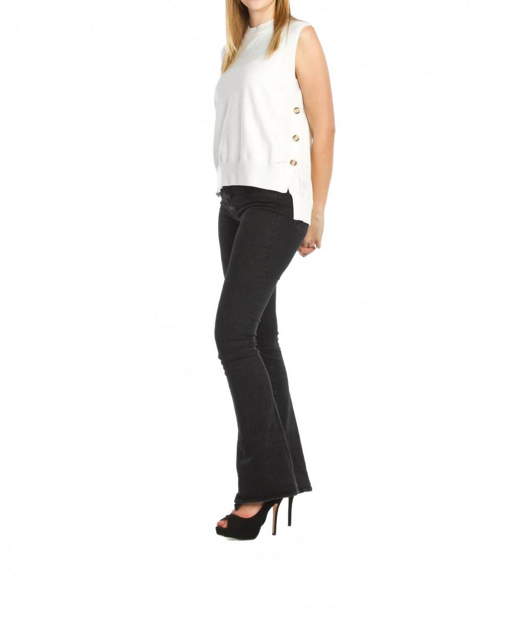NEW PAPILLON side button knit vest in white
